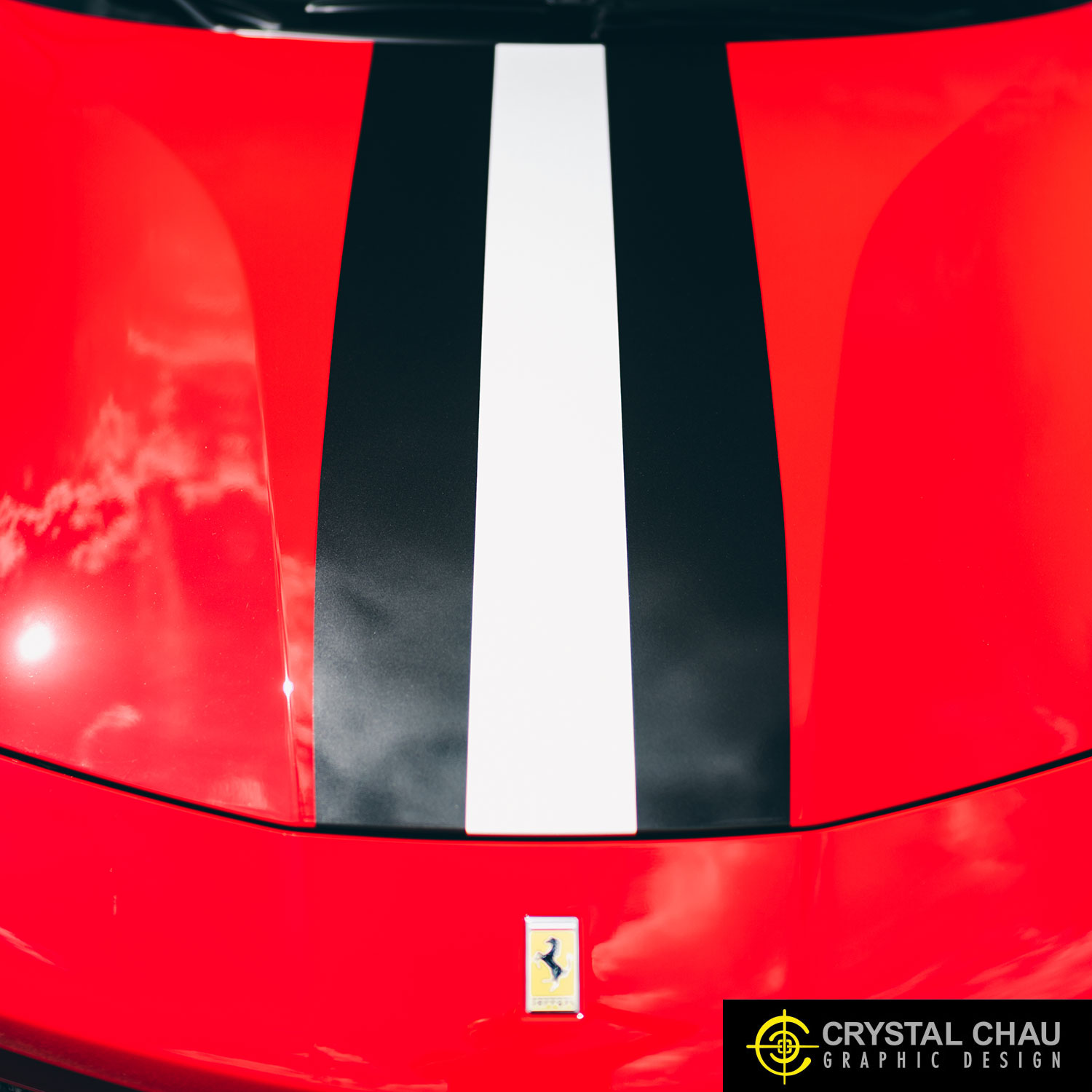 Ferrari 488 Black and White Stripe