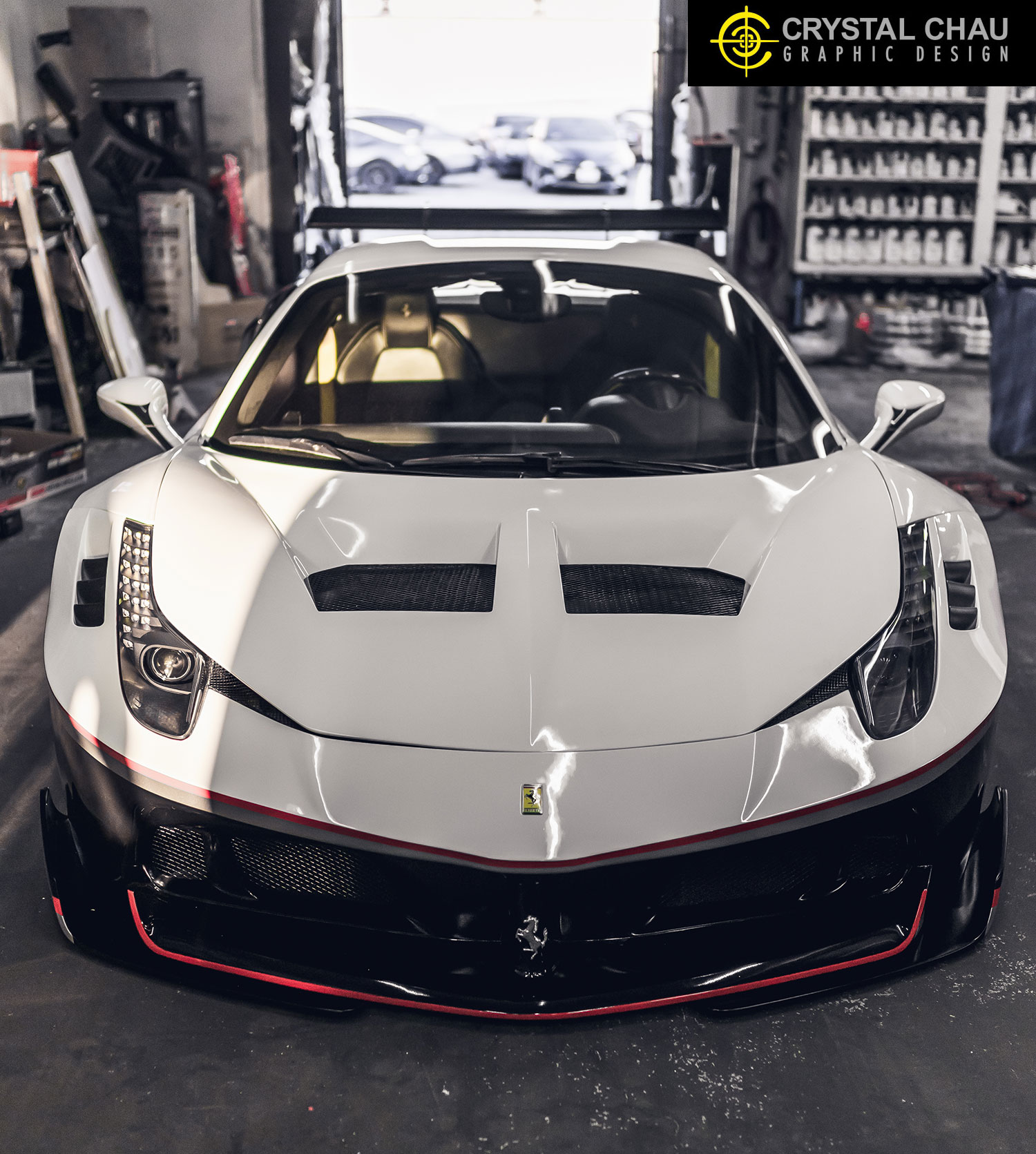 Ferrari 458 Red Black White Stripe Livery
