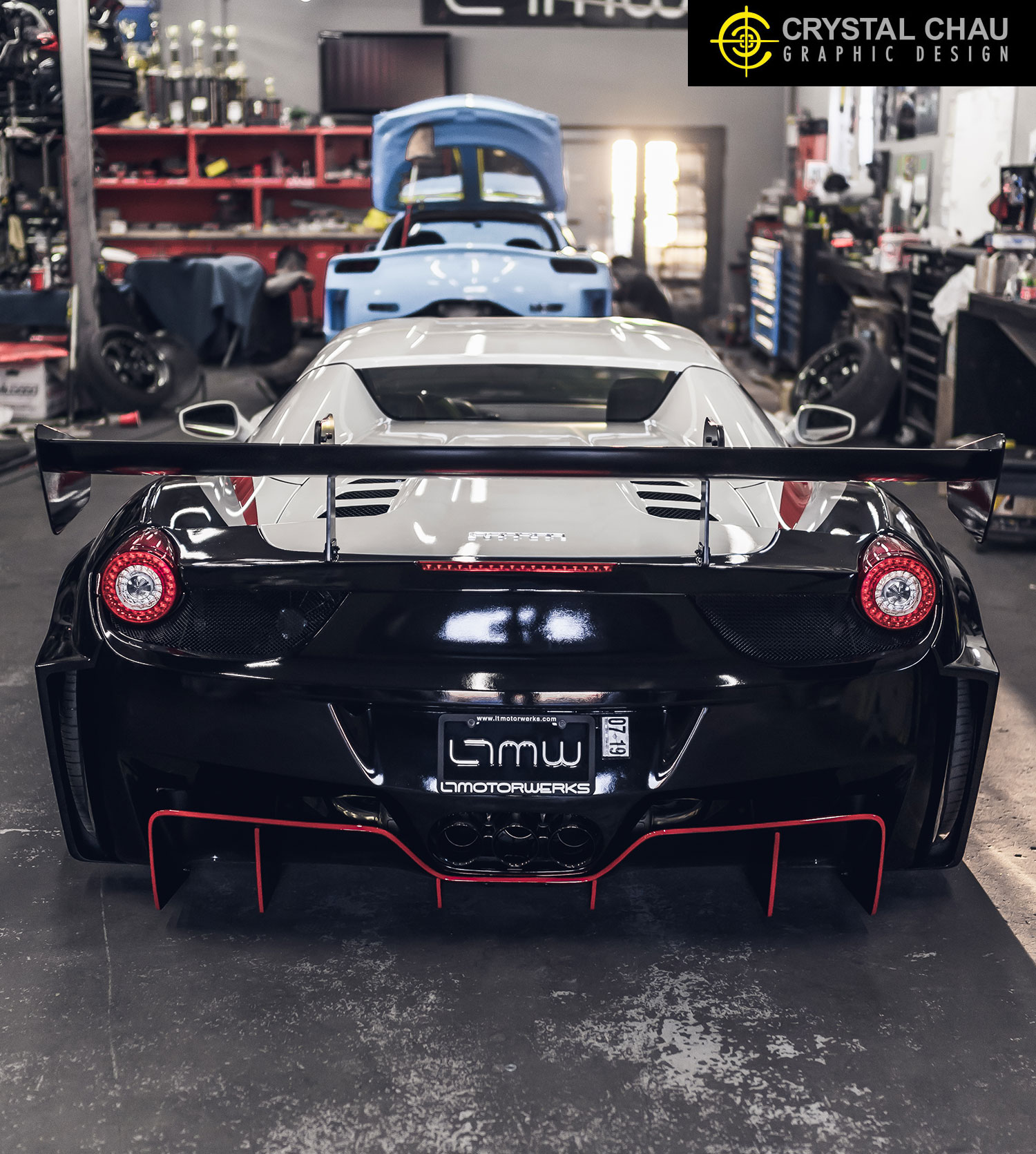 Ferrari 458 Red Black White Stripe Livery