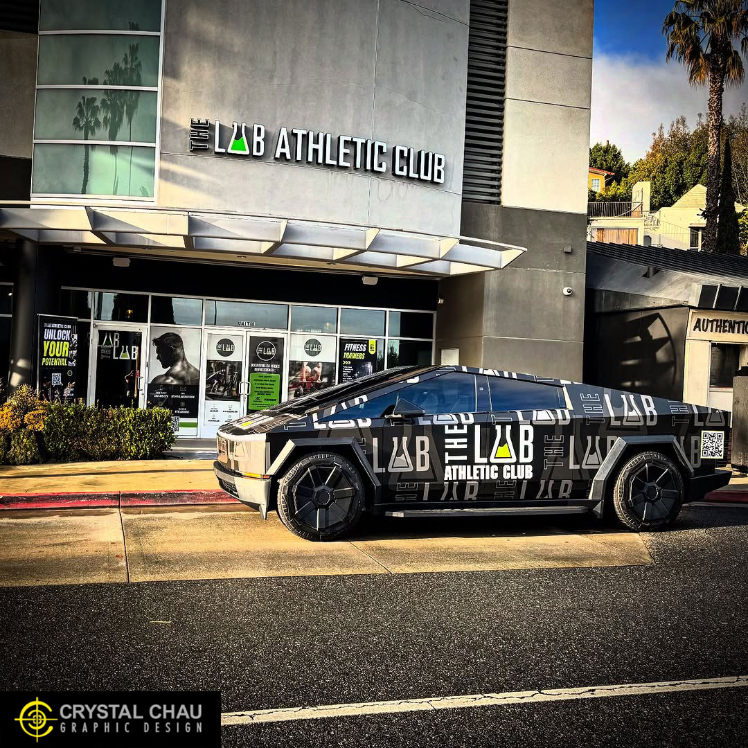 The Lab Athletic Club Commercial Tesla Cybertruck Wrap