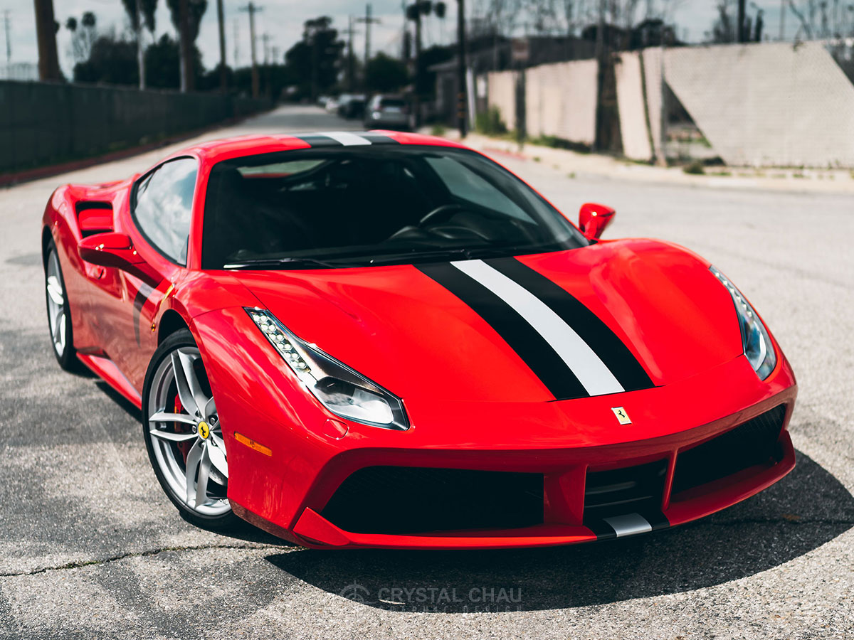 Ferrari 488 Black White Stripe