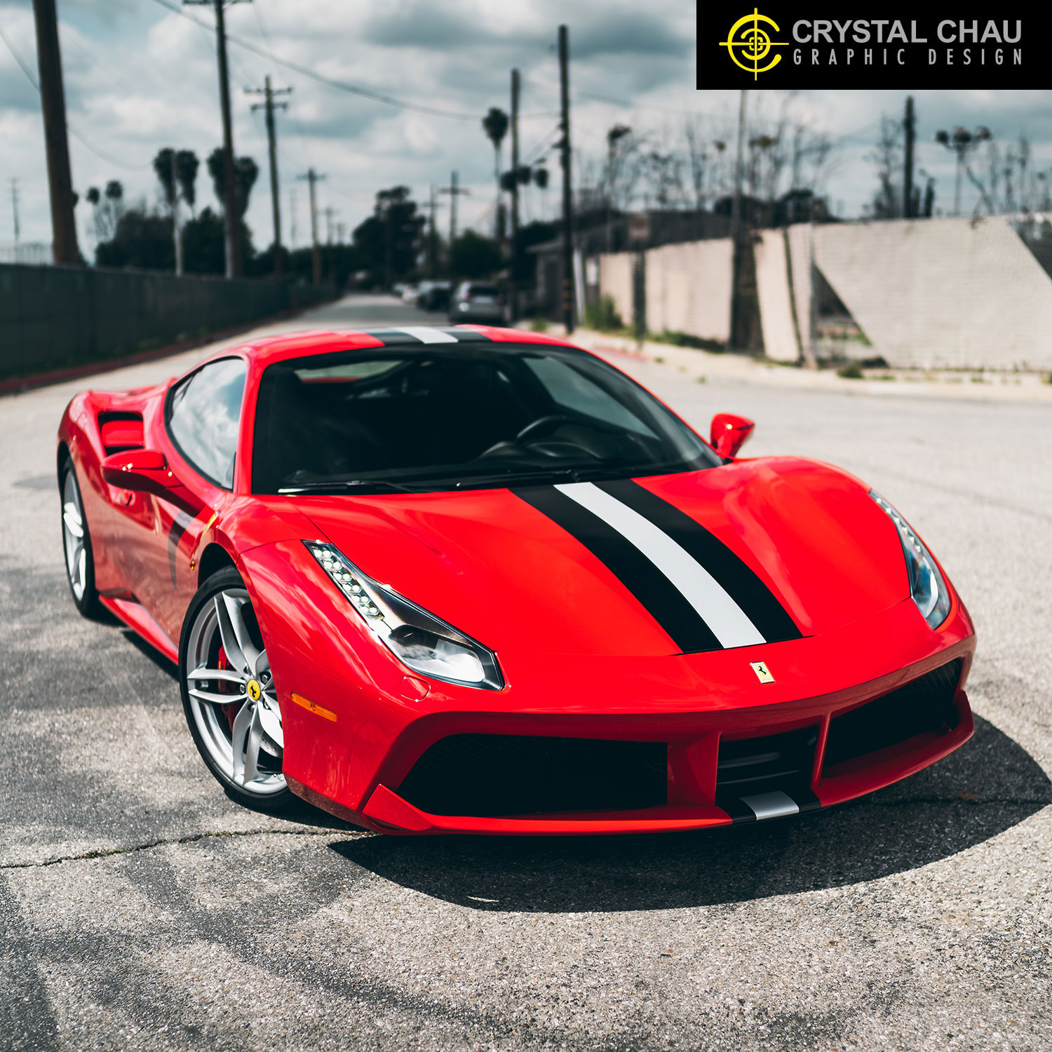 Ferrari 488 Black White Stripe