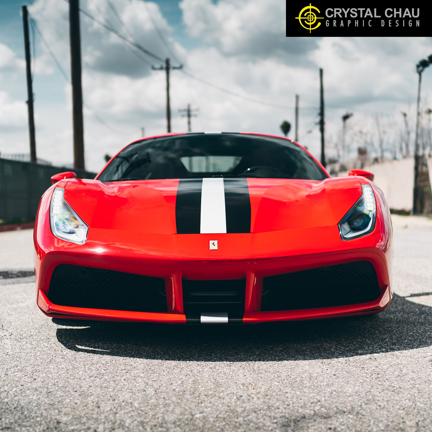 Ferrari 488 Black White Stripe